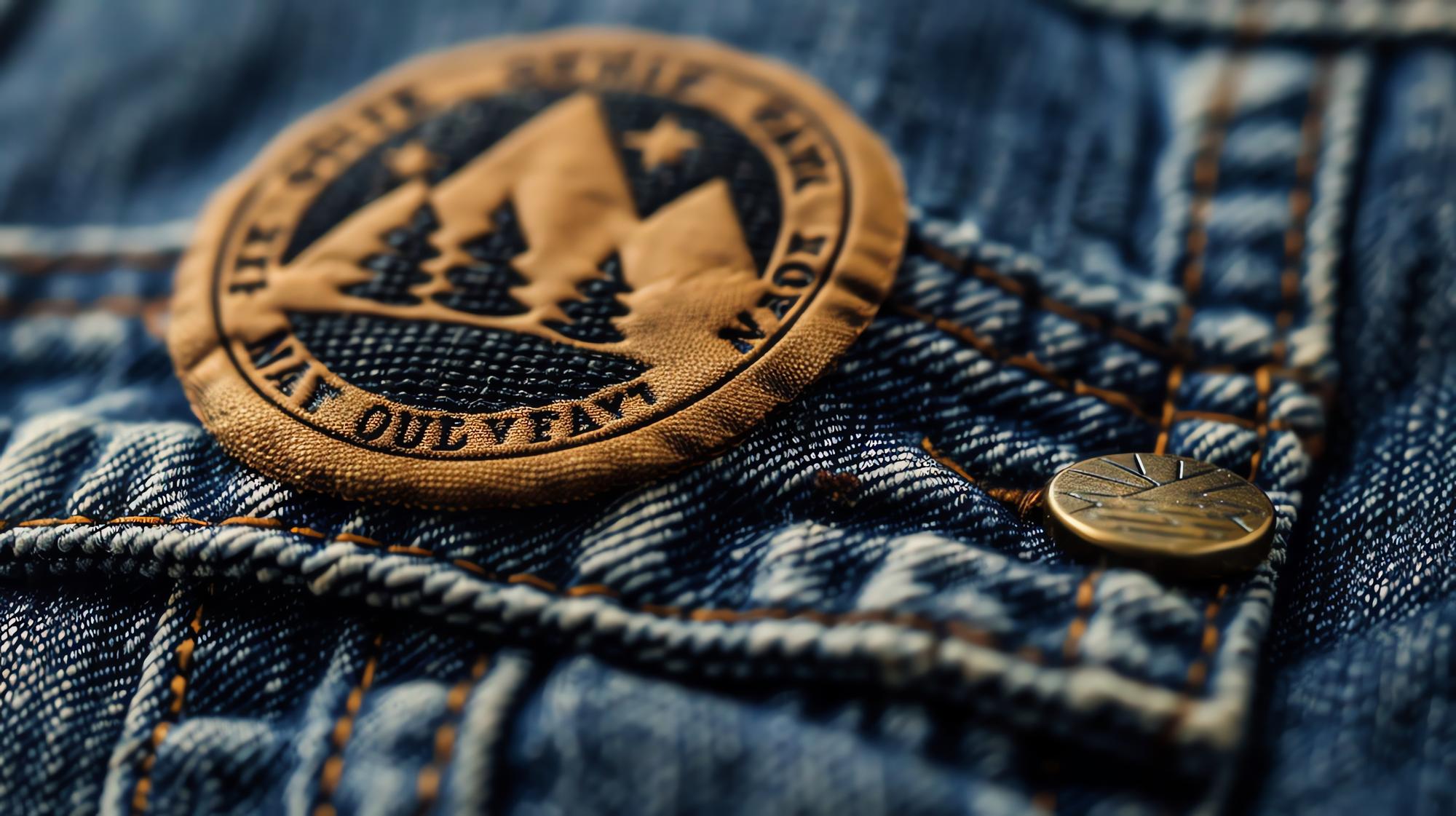 Embroidered patch on denim jacket